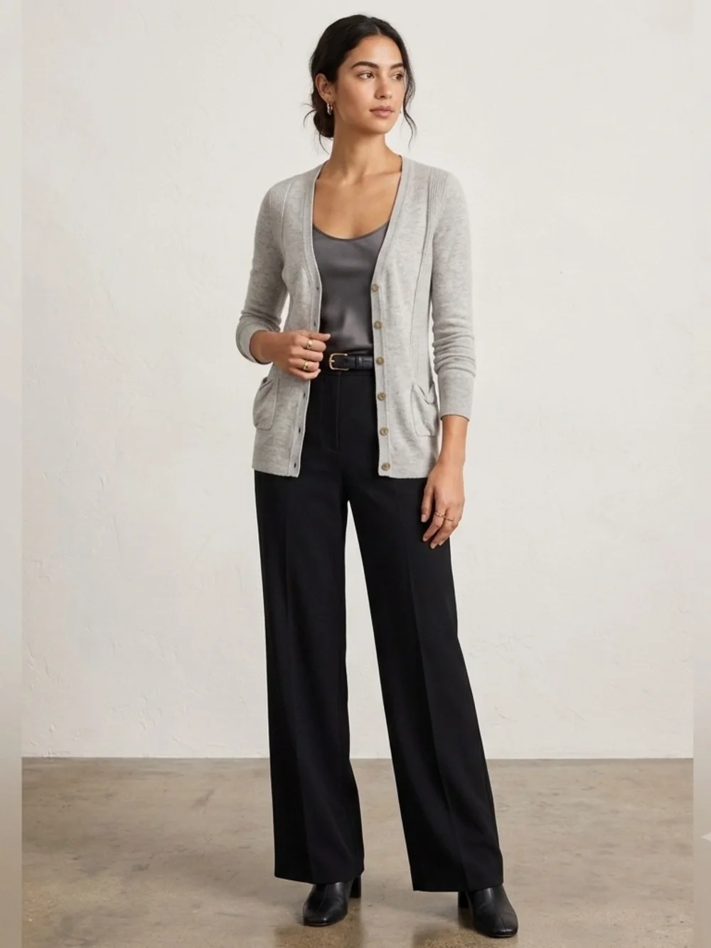 Guinevere X Anthropologie Grey Wool & Silk Blend Cardigan Size Small